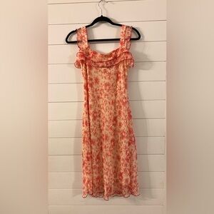 Y2K B. Moss Women's Pink and Cream Dress Made in USA